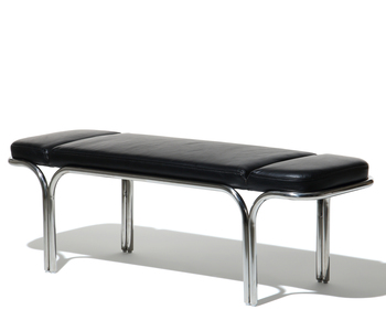 United Strangers - Malibu Bench (Leather : Midnight Black,Metal : Polished Stainless)L140cm x W43cm x H42cm