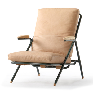 Styvest Occasional Chair New (Leather : Boston Rough Natural, Legs: Distressed Black)L68xW78xH85cm