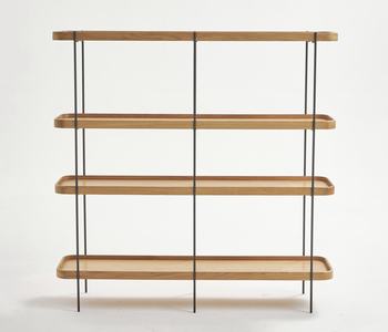 Sketch - Humla 152 tall shelf (Top : Light oak, Legs : Black metal) W1520xD345xH1350cm