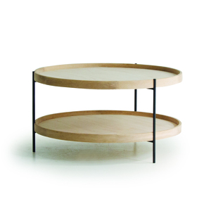 Sketch - Humla coffee table 69 (Top : Light Oak, Legs : Black metal) dia.690xH380cm