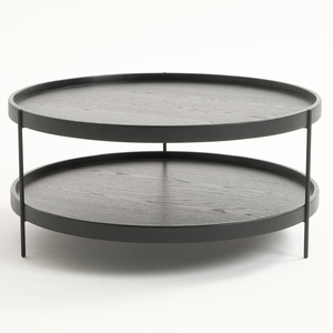 Sketch - Humla Coffee Table 90 (Top : Black Oak, Legs: Black Metal)dia.900xH380 cm