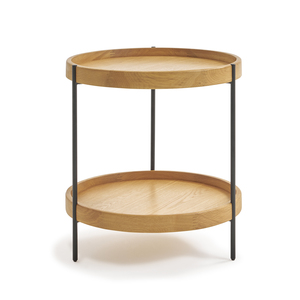 Sketch - Humla End Table (Top : Light Oak, Legs : Black Metal) dia.440xH480cm