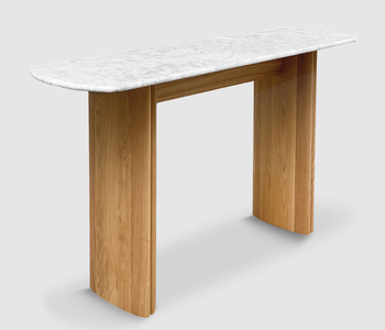 Sketch - Tathra 150 console (Top: Marbel Bianco Carrara, Legs: Light Oak)W150xD40xH75cm