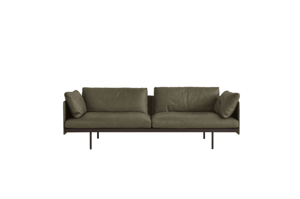 Natadora - Sofa - Bureau 220 (Leather : Alabama 004 Kale, Legs : Black Metal) W2220xD900xH730cm