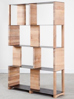 [SD-RB-BR-TAMA-001] Root & Branch - Tama BOOK Shelves (Natural Oak,Blacksteel)L110xW30xH158cm