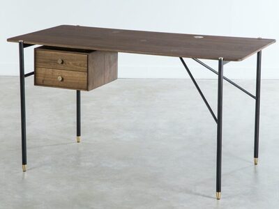 [SD-RB-DSK-CIARA-001] Roots & Branch - Ciara Desk (Dark Fumed Oak,Blacksteel)L1400xW73xH75cm