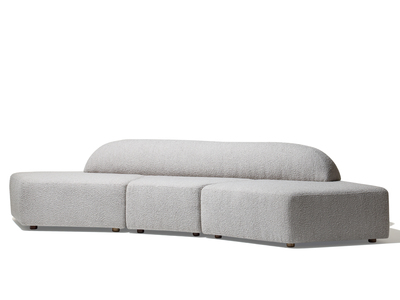 [SD-US-SF-ISLANDS-001] United Strangers - Islands Sofa (Fabric : Fitzroy Boucle Light Grey, Wood : Smoky Brown Wood Legs) L349cm x W118cm xH70cm