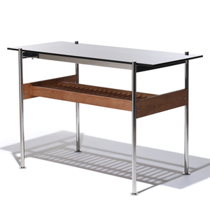 [SD-US-DSK-NEU-001] United Strangers - Neutra Desk (Top Table : Black Glass, Smoky Brown, Leg : Polished stainless,black glass) 150cm x 75cm x 76cm