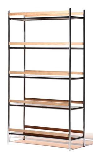 [SD-US-BR-NEU-001] United Strangers - Neutra Bookshelf (Smoky Brown, Polished Stainless,Brown Glass)L100xW38xH200cm
