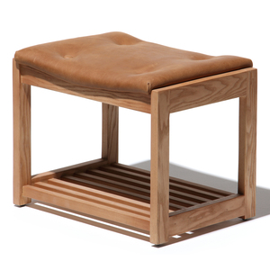 [SD-US-SO-BAX-001] United Strangers - Baxter Foot Rest (Leather: Boston Rough Natural, Legs: Smoky brown Wood)