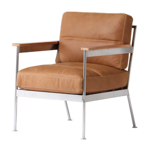 [SD-US-LC-CROSS-001] United Strangers - Cross Over Occasional Chair (Leather : Butter cocoa brown,Wood : Smoky brown) 72x75x86