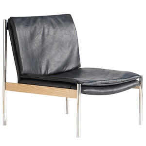 [SD-US-LC-LINCOLN-002] United Stranger - Lincoln Occasional Chair(Leather: Midnight black,Metal : polished stainless)