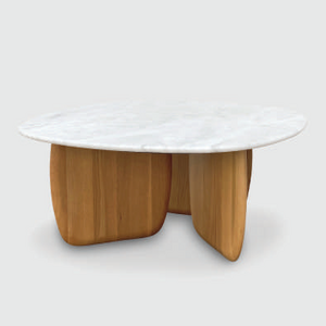 [SD-SKN-CT-EDEN90-001] Sketch - Eden Coffee Table 90 (Top :Bianco Carrara, Leg: Light Oak)W900xD900xH350