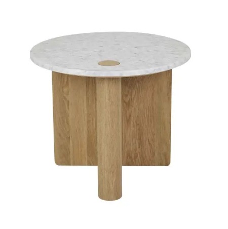 [SD-SKN-ST-PIVOT-001] Sketch - Pivot 55 side table (Top : Bianco Carrara, Legs : Light oak)dia.550xH470cm